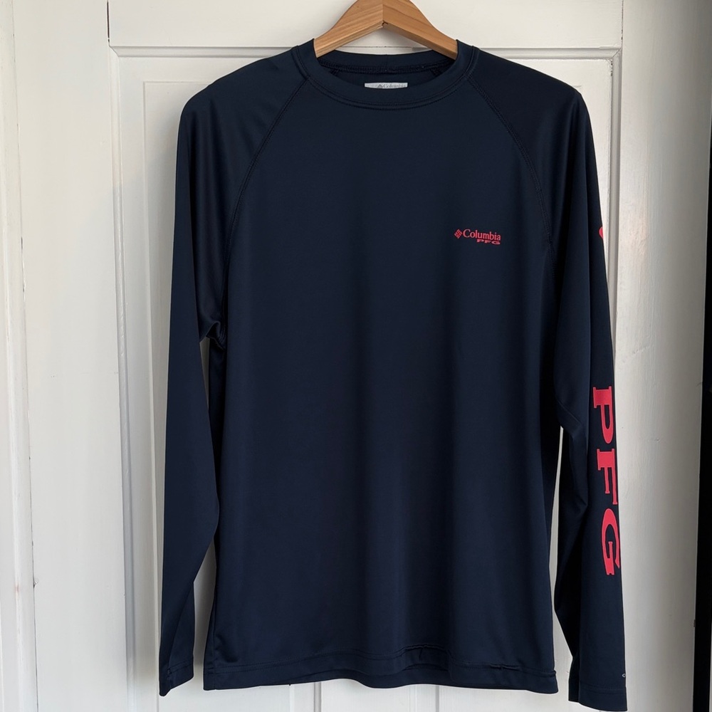 Columbia Men's Long-Sleeve Rash Guard - Navy with Coral Logo Size Small